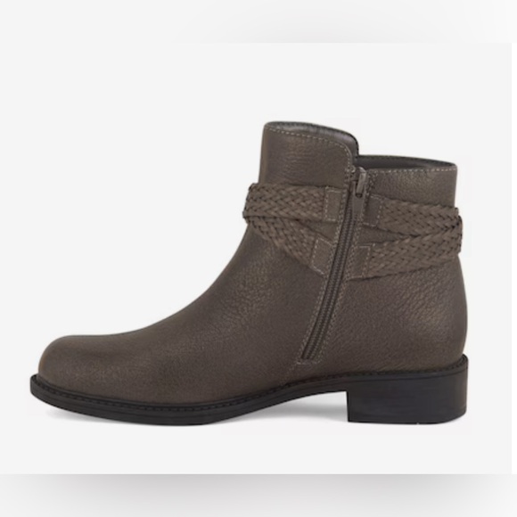 David Tate Brown Pebbled Leather Sevi Bootie Inner Ankle Zipper   8 Wide… - Picture 5 of 13